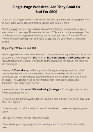 Single-Page Websites Are They Good Or Bad For SEO