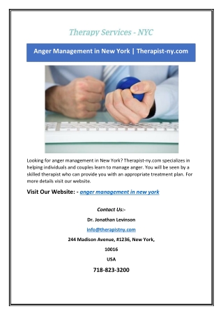Anger Management in New York | Therapist-ny.com