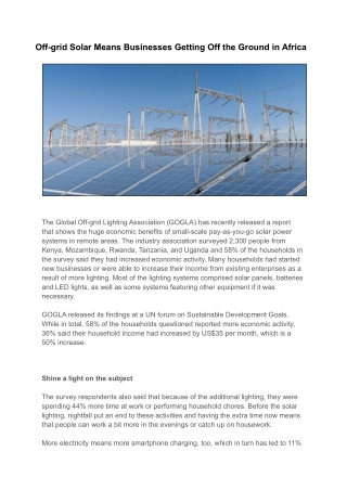Off-grid Solar Means Businesses Getting Off the Ground in Africa
