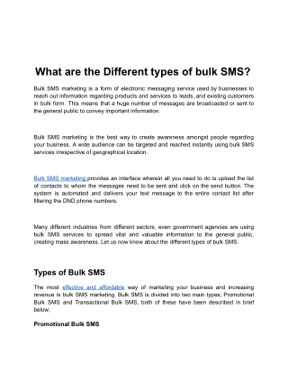 What are the Different types of bulk SMS