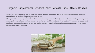 Organic Supplements for Joint Pain_ Benefits, Side Effects, Dosage