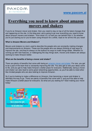 Everything you need to know about amazon movers and shakers