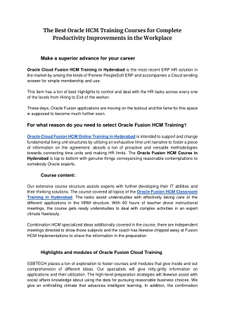 Best Oracle Fusion HCM Training Institute in Hyderabad