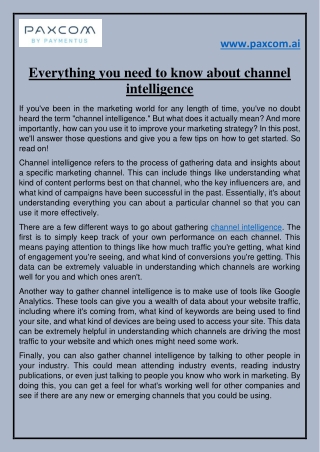 Everything you need to know about channel intelligence