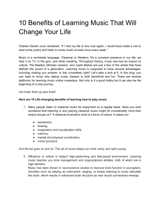 10 Benefits of Learning Music That Will Change Your Life