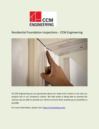 Residential Foundation Inspections - CCM Engineering