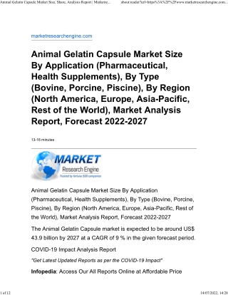 Animal Gelatin Capsule Market