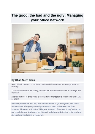 Managing your office network with audra internet controler