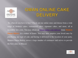 Oman Online Cake Delivery | Modern Oman Bakery