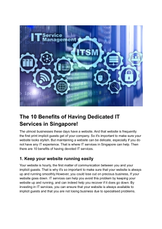 The 10 Benefits of Having Dedicated IT Services in Singapore!