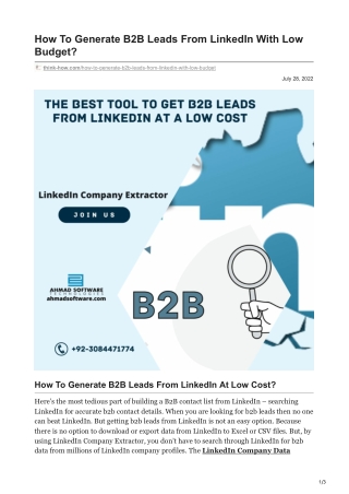 1How To Generate B2B Leads From LinkedIn With Low Budget