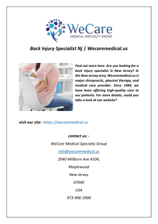 Back Injury Specialist Nj