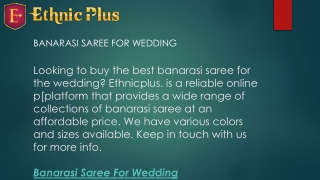 Banarasi Saree For Wedding  Ethnicplus.in