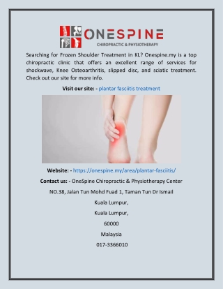 plantar fasciitis treatment  Onespine.my