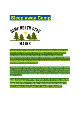 Sleep away Camp