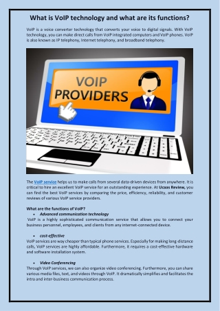 What is VoIP technology and what are its functions