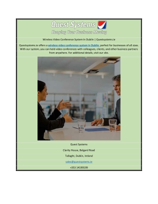 Wireless Video Conference System In Dublin | Questsystems.ie