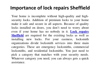 Lock Repairs Sheffield