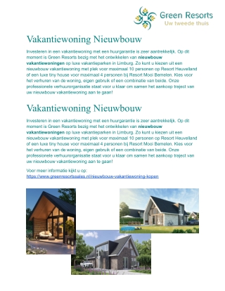 Vakantiewoning Nieuwbouw
