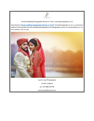 Female Wedding Photographer Burton In Trent