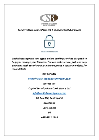 Security Bank Online Payment  Capitalsecuritybankcom