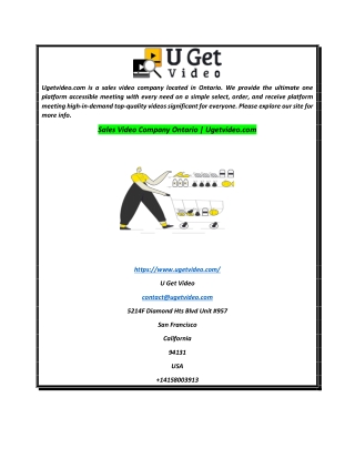 Sales Video Company Ontario  Ugetvideo.com