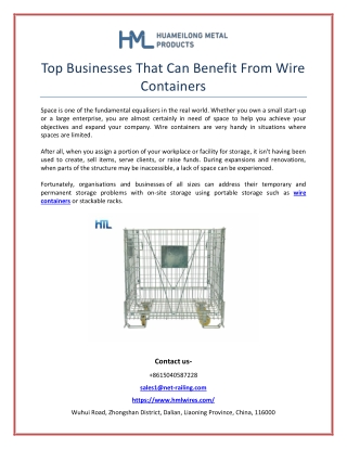 Top Businesses That Can Benefit From Wire Containers