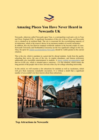 Amazing Places You Have Never Heard in Newcastle UK