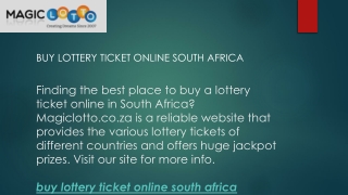 Buy Lottery Ticket Online South Africa  Magiclotto.co.za