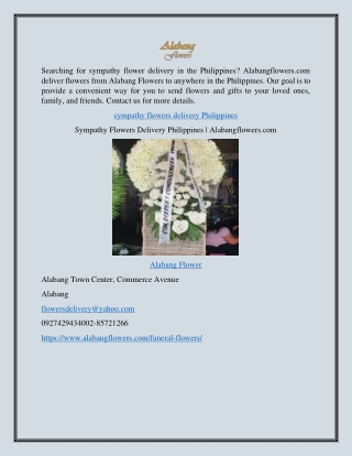 Sympathy Flowers Delivery Philippines | Alabangflowers.com