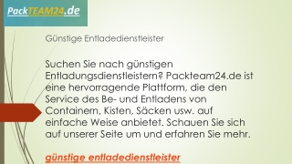 Günstige Entladedienstleister  Packteam24.de