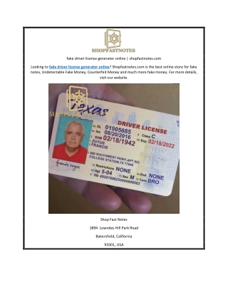 fake driver license generator online | shopfastnotes.com