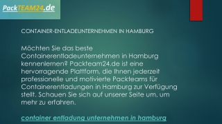 Container-Entladeunternehmen in Hamburg  Packteam24.de