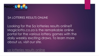 Sa Lotteries Results Online Magiclotto.co.za