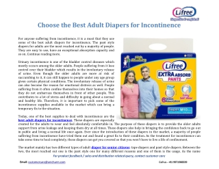 Choose the Best Adult Diapers for Incontinence