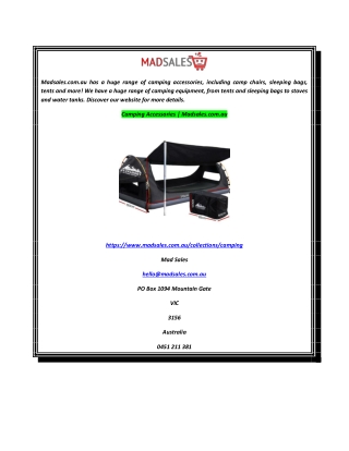 Camping Accessories  Madsales.com
