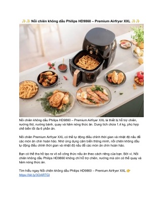 noi chien khong dau Philips HD9860 – Premium Airfryer XXL