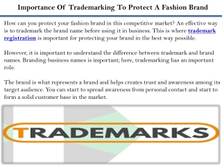 Importance Of Trademarking To Protect A Fashion Brand