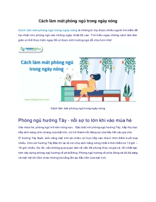 Cách làm mát phòng ngủ trong ngày nóng