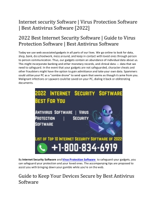Internet security Software - Virus Protection Software - Best Antivirus Software 2022