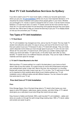 Quick And Easy Fix For Your TV Unit Installation
