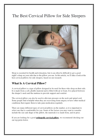 The Best Cervical Pillow for Side Sleepers