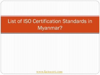 List of ISO Certification Standards in Myanmar