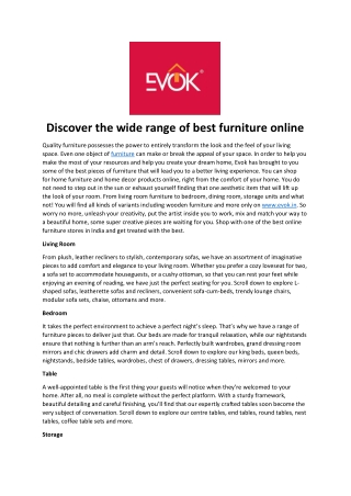 Discover the wide range of best furniture online