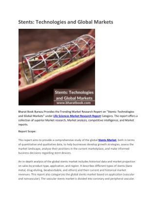 Stents, Technologies and Global Markets