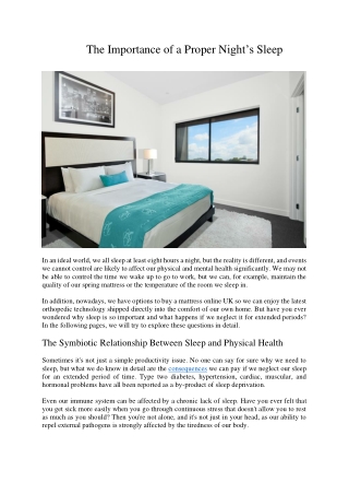 The Importance of a Proper Night’s Sleep
