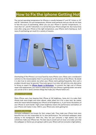 How to Fix the iphone Getting Hot