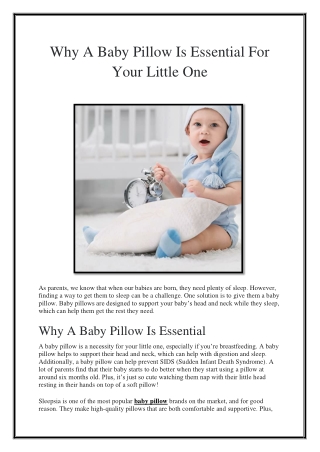 Why A Baby Pillow Is Essential For Your Little One