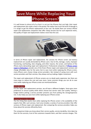 Save More While Replacing Your iPhone Screen