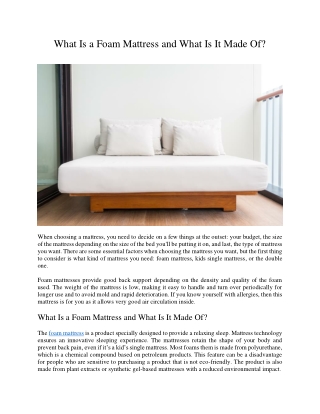 What Is a Foam Mattress and What Is It Made Of